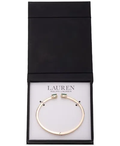 RALPH LAUREN GOLD-TONE SQUARE STONE BANGLE BRACELET
