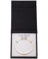 Ralph Lauren Gold-tone Square Stone Bangle Bracelet In Lt Sapphre