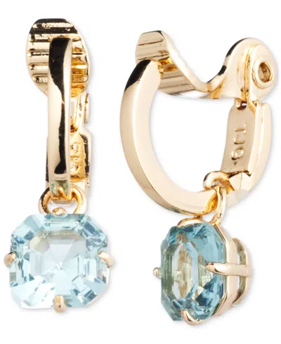 Lauren Ralph Lauren Gold-tone Stone Charm Clip-on Huggie Hoop Earrings In Aqua Blue