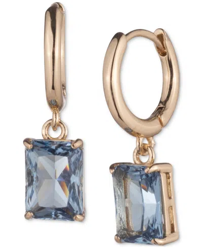 Ralph Lauren Gold-tone Stone Drop Huggie Hoop Earrings In Turq,aqua