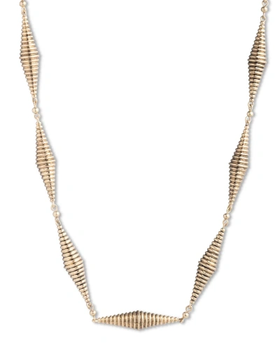 Lauren Ralph Lauren Gold-tone Textured 24" Strand Necklace In Yello