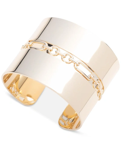 Lauren Ralph Lauren Gold-tone Wide Chain Link Cuff Bracelet In Yello