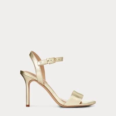 Ralph Lauren Gwen Metallic Leather Sandal In Silver