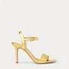 Ralph Lauren Gwen Metallic Nappa Leather Sandal In Modern Gold
