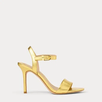 Ralph Lauren Gwen Metallic Nappa Leather Sandal In Modern Gold