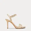 Ralph Lauren Gwen Metallic Nappa Leather Sandal In Platinum