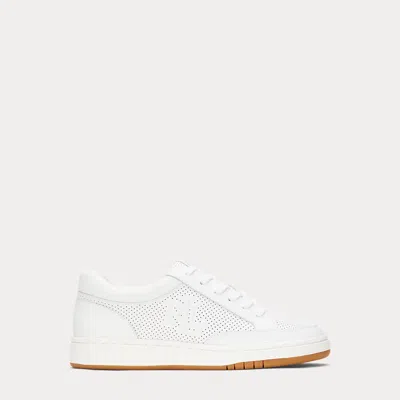 Ralph Lauren Women's Hailey Low-top Lace-up Sneakers In White Leather