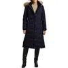 Ralph Lauren Lauren  Heritage Down & Feather Fill Puffer With Faux Fur Trim Removable Hood In Dark Navy Blue