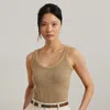 Ralph Lauren Women's Herringbone & Jersey Sweater Tank Top In Sand Dune Multi