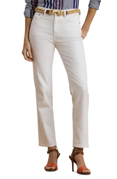Ralph Lauren Lauren  High Waist Ankle Straight Leg Jeans In White Wash