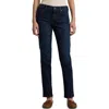 Ralph Lauren Lauren  High Waist Straight Leg Jeans In Deep Royal Wash Denim