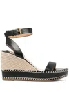 Ralph Lauren Hilarie 100mm Wedge Espadrilles In Schwarz