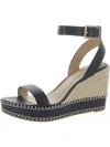 Ralph Lauren Hilarie Womens Leather Wedge Slingback Sandals In Blue