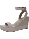 Ralph Lauren Hilarie Womens Leather Wedge Slingback Sandals In Grey