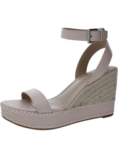 Lauren Ralph Lauren Hilarie Womens Leather Wedge Slingback Sandals In Grey