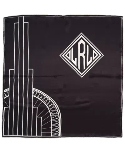 Ralph Lauren Holiday Deco Logo Square Scarf In Black,cream