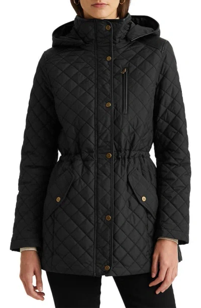 Ralph Lauren Hooded Quilted Jacket In Black