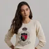 Ralph Lauren Plus Size Intarsia-knit Crest Sweater In Mascarpone Cream Multi