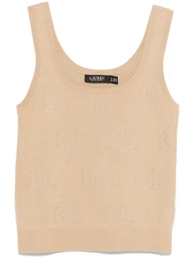 Ralph Lauren Jacquard Logo Knitted Top In Brown