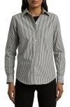 Ralph Lauren Striped Easy Care Cotton Shirt In Black/white