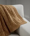Ralph Lauren Jamie Cable-knit Throw Blanket In Beige