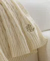Ralph Lauren Jamie Cable-knit Throw Blanket In Cream