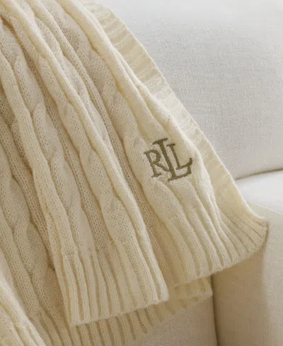 Ralph Lauren Jamie Cable-knit Throw Blanket In Cream
