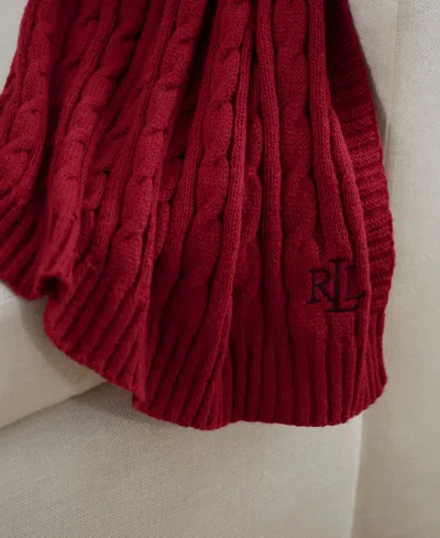Ralph Lauren Jamie Cable-knit Throw Blanket In Red