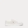 Ralph Lauren Janson Frayed Canvas Sneaker In Soft White