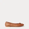 Ralph Lauren Lauren  Woman Ballet Flats Tan Size 5.5 Leather In Deep Saddle Tan