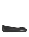 Ralph Lauren Lauren  Jayna Pebbled Leather Driver Flat Woman Ballet Flats Black Size 8 Cow Leather In Black