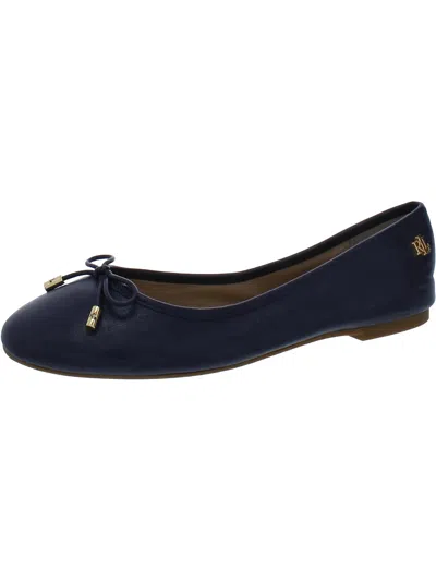 Ralph Lauren Jayna Womens Leather Round Toe Ballet Flats In Refined Navy
