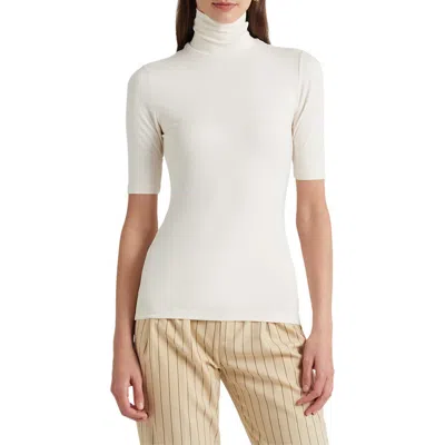 Ralph Lauren Lauren  Jersey Turtleneck Top In Mascarpone Cream