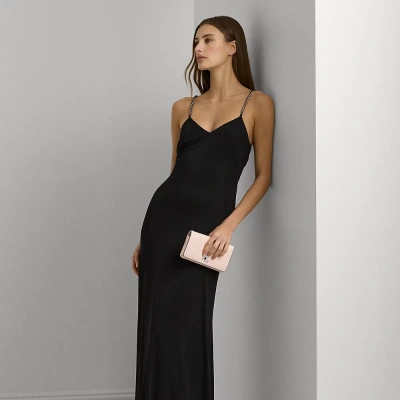 Lauren Ralph Lauren Jersey Twist-back Sleeveless Gown In Black