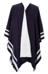 Ralph Lauren Lauren  Jet Setter Reversible Knit Poncho In Navy/cream