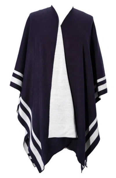 Lauren Ralph Lauren Jet Setter Reversible Knit Poncho In Navy/cream