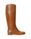 Ralph Lauren Lauren  Justine Burnished Leather Riding Boot Woman Boot Tan Size 5.5 Soft Leather In Brown