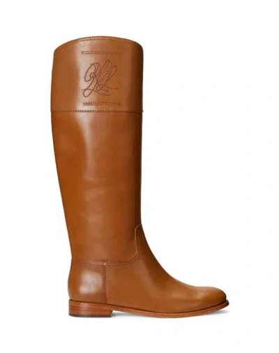 Ralph Lauren Lauren  Justine Burnished Leather Riding Boot Woman Boot Tan Size 5.5 Soft Leather In Brown