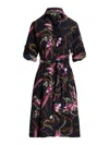 Ralph Lauren Floral-print Belted Dress In Blue