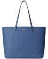 Ralph Lauren Karly Crosshatch Leather Large Tote In Pale Azure