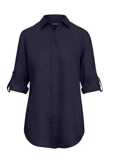 Lauren Ralph Lauren Karrie Long Sleeve Shirt In Dark Blue