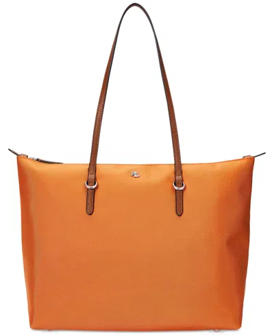 Lauren Ralph Lauren Keaton Nylon Tote In Br Rst Org