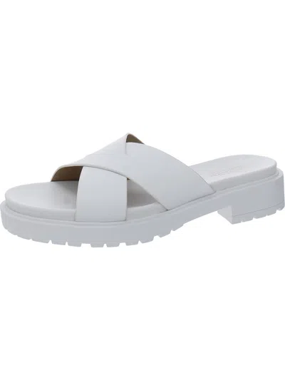 Lauren Ralph Lauren Kelsie Womens Criss-cross Front Lugged Sole Slide Sandals In White