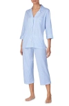 Ralph Lauren Knit Crop Cotton Pajamas In Pastel Blue