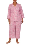 Lauren Ralph Lauren Knit Crop Pajamas In Pink Paisley