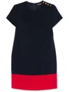 Ralph Lauren Lauren  Colorblock Stretch Crepe Minidress In Blau