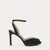 Ralph Lauren Kyla Crocodile-embossed Leather Sandal In Black