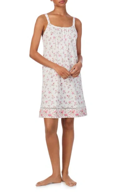 Ralph Lauren Lauren  Lace Trim Floral Cotton Nightgown In Ivory Floral