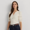 Ralph Lauren Lace-trim Jersey Puff-sleeve Henley Tee In Mascarpone Cream