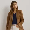 Ralph Lauren Lambskin Blazer In Cuoio Leather